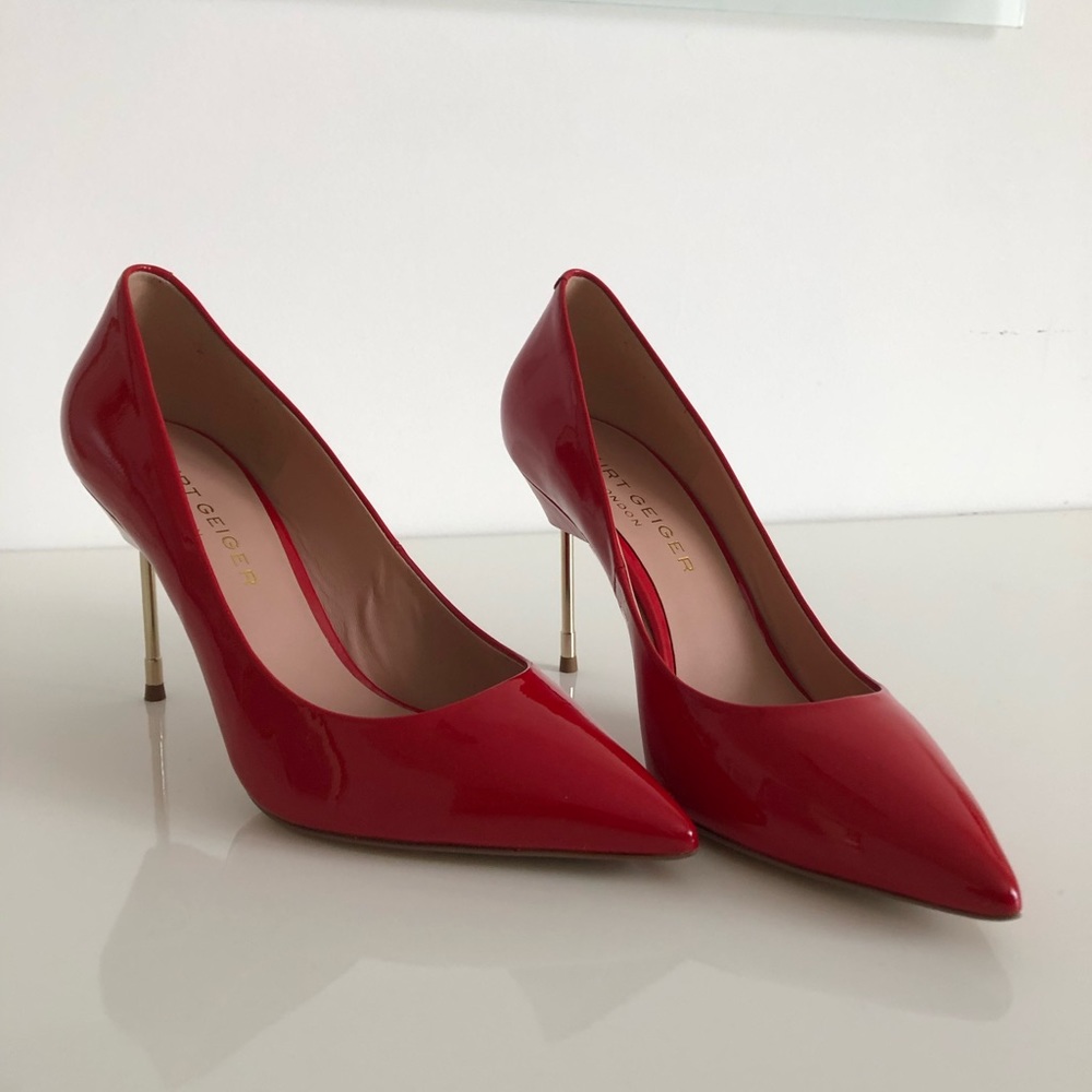 Kurt Geiger London Red Lacquer Leather Heels